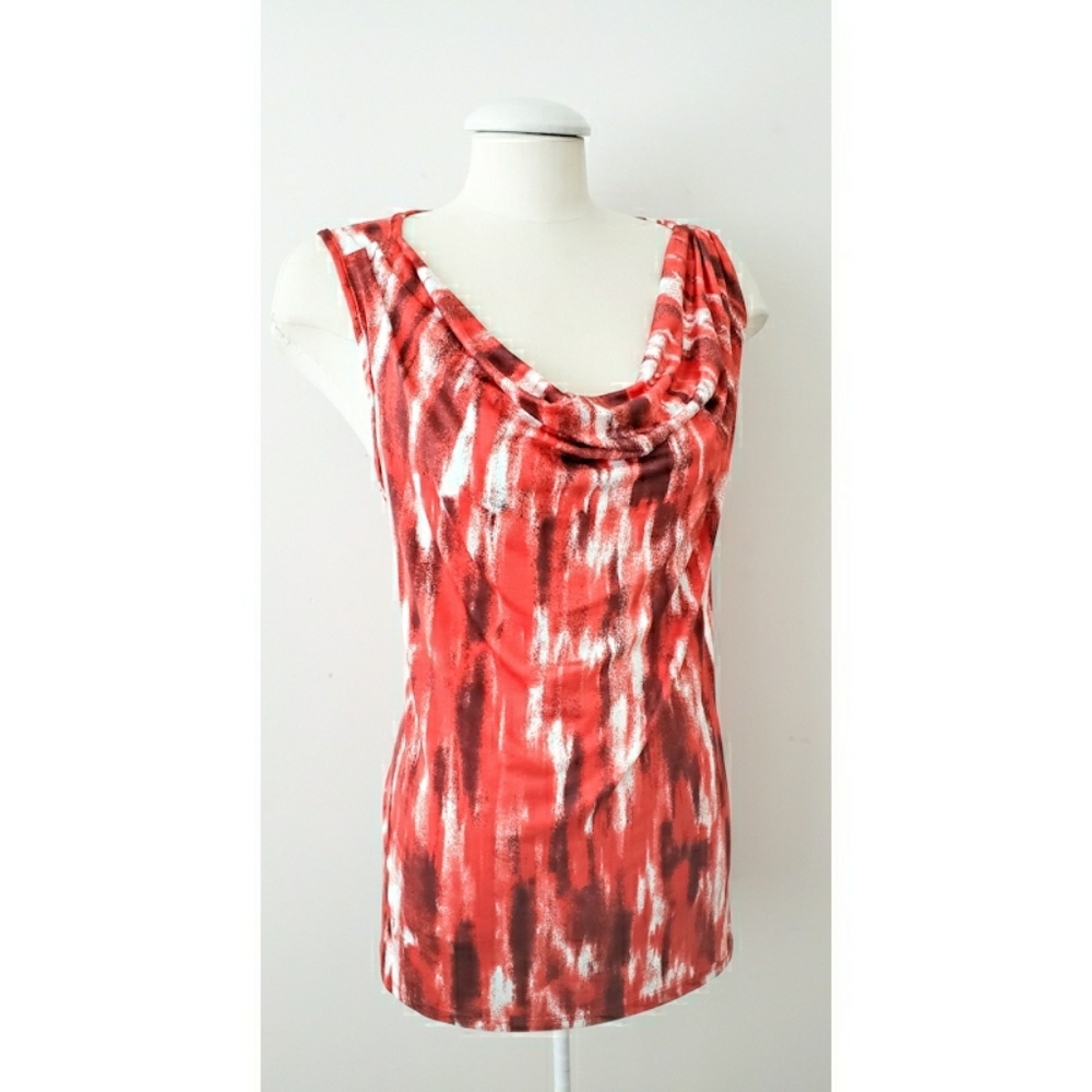 Orange & White Summer Sleeveless Blouse